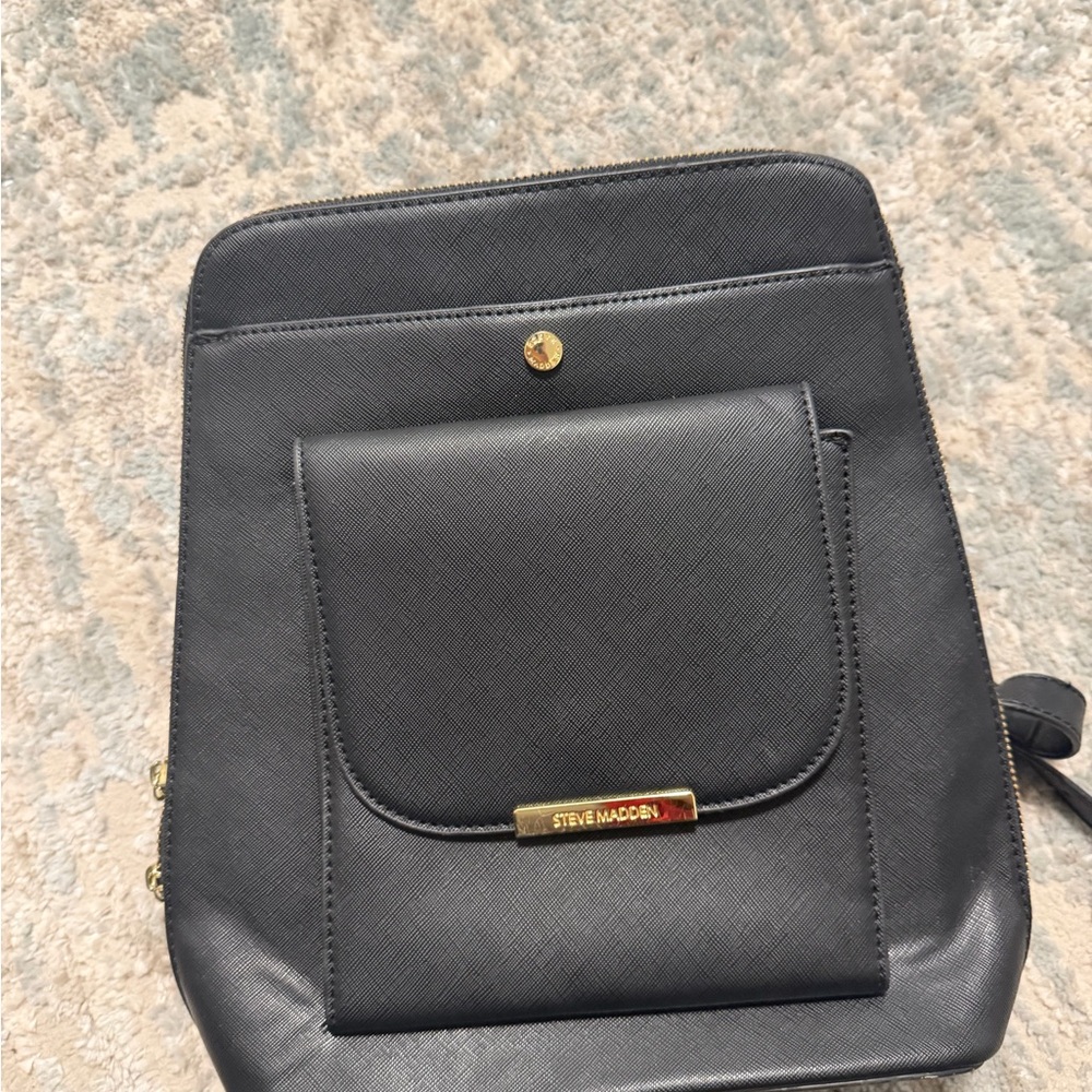 Steve Madden Charcoal Crossbody Bag with Gold Accents